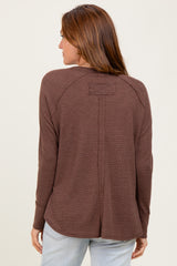 Brown Baby Waffle Knit Long Sleeve Top