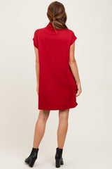 Rust Mock Neck Mini Dress