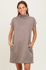 Light Taupe Mock Neck Maternity Mini Dress
