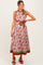 Cream Floral Contrast Trim Sleeveless Maternity Midi Dress