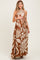 Camel Floral Halter Sleeveless Maternity Maxi Dress
