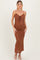 Brown Lace Cutout Tie Front Maternity Maxi Dress
