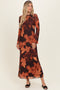 Burgundy Flora Mesh Overlay Maxi Dress
