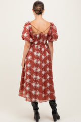 Rust Textured Maternity Midi Dress