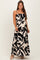 Black Printed Sleeveless Cutout Tie Back Maternity Maxi Dress