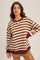Brown Contrast Stripe Oversized Sweatshirt