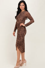 Brown Leopard Print Mesh Dress