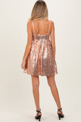 Pink Bow Front Sleeveless Sequin Maternity Mini Dress