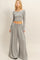 Heather Gray Long-Sleeve Crop Top And Maxi Pants Set