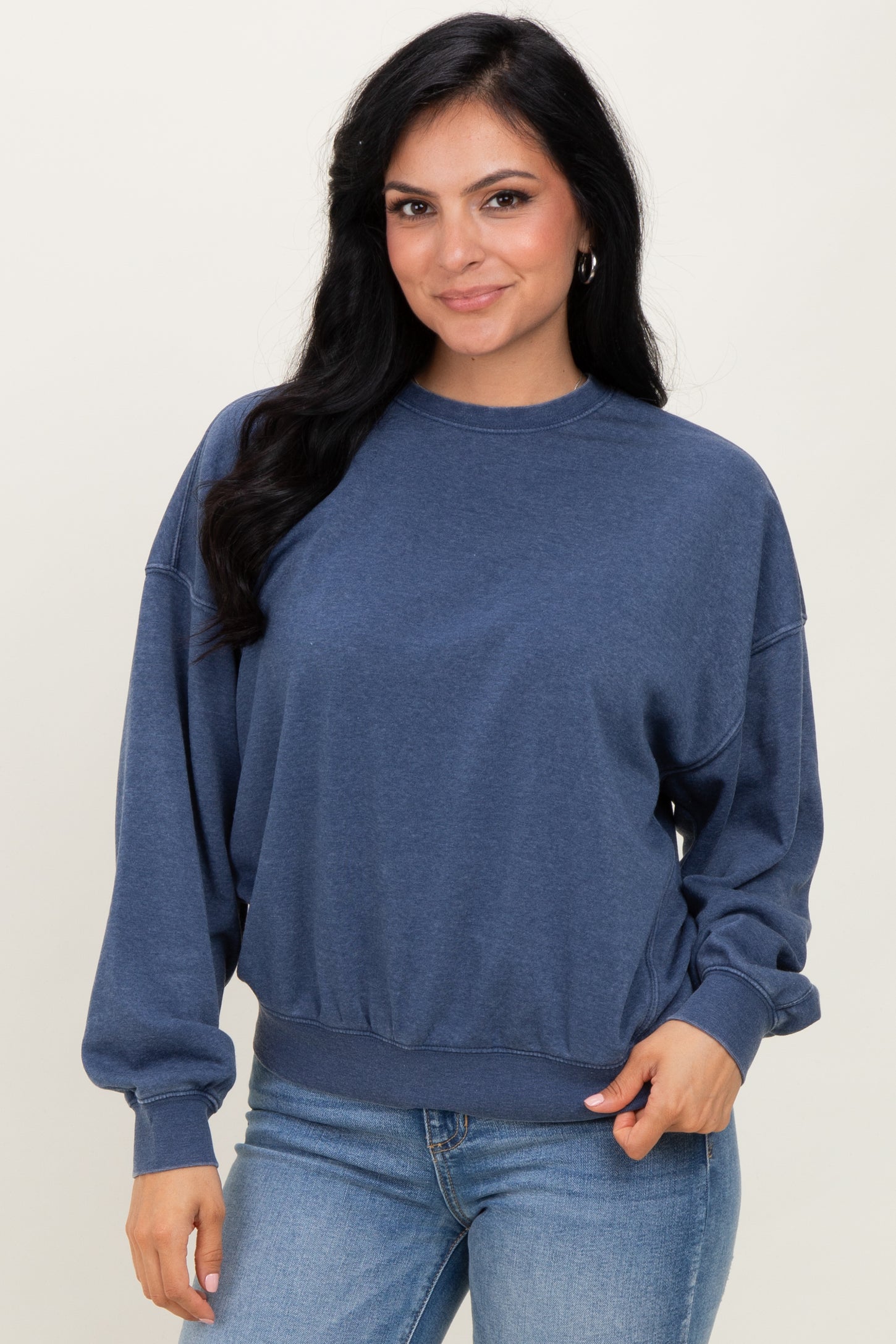 Navy Long Sleeve Maternity Sweatshirt