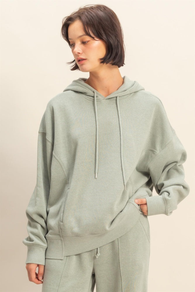 Sage Green Drop Shoulder Long Sleeve Oversized Hoodie
