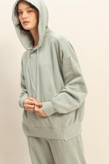 Sage Green Drop Shoulder Long Sleeve Oversized Hoodie