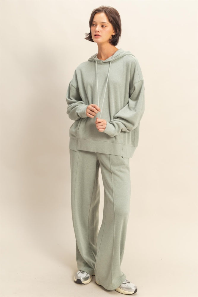Sage Green Drop Shoulder Long Sleeve Oversized Hoodie