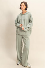 Sage Green Drop Shoulder Long Sleeve Oversized Hoodie
