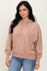Beige Drop Shoulder Long Sleeve Oversized Hoodie