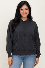 Black Drop Shoulder Long Sleeve Oversized Maternity Hoodie