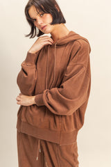 Camel Drop Shoulder Long Sleeve Oversized Hoodie