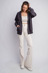 Charcoal Front Zipper Hooded Sweater