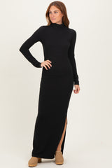 Black Turtleneck Top Maxi Skirt Set