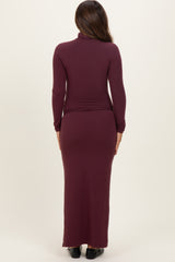 Burgundy Turtleneck Top Maxi Skirt Maternity Set
