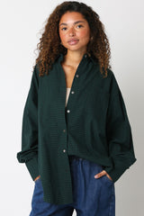 Forest Green Plaid Linen Blend Button Down Shirt