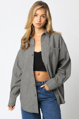 Ivory Plaid Linen Blend Maternity Button Down Shirt