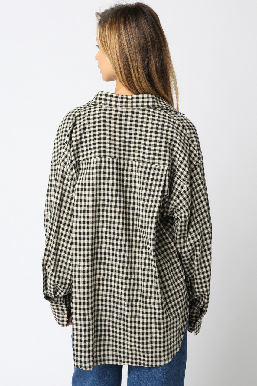 Black Gingham Button Down Shirt