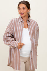 Mocha Striped Button Down Maternity Shirt