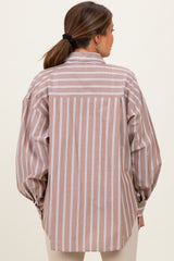 Mocha Striped Button Down Maternity Shirt
