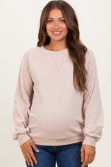 Cream Textured Rib Knit Maternity Pullover