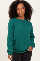 Forest Green Textured Rib Knit Maternity Pullover