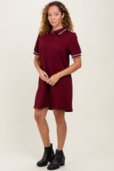 Burgundy Jacquard Ruffle Accent Polo Dress