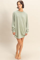 Mint Mineral Wash Oversized Sweatshirt Mini Dress