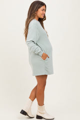 Mint Mineral Wash Oversized Maternity Sweatshirt Mini Dress