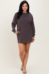 Charcoal Mineral Wash Oversized Sweatshirt Mini Dress