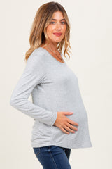 Heather Grey Inner Layer Maternity/Nursing Long Sleeve Top