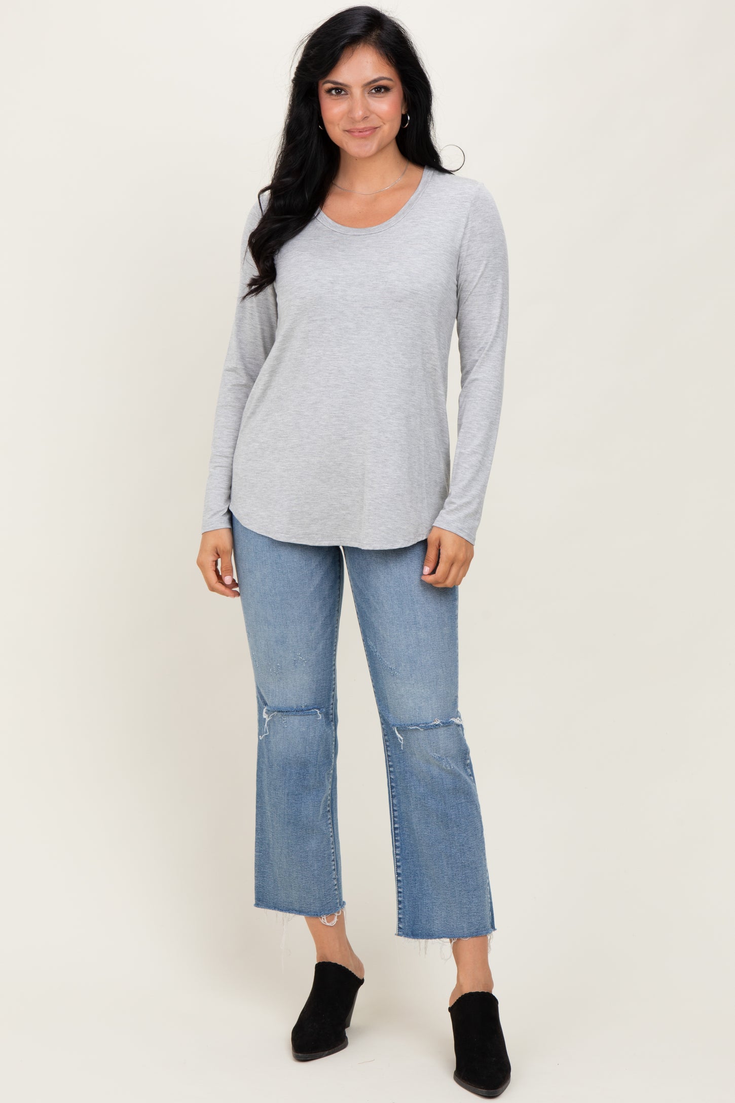 Heather Grey Inner Layer Nursing Long Sleeve Top