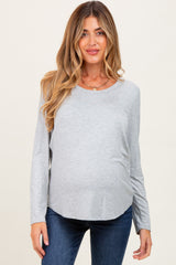 Heather Grey Inner Layer Maternity/Nursing Long Sleeve Top