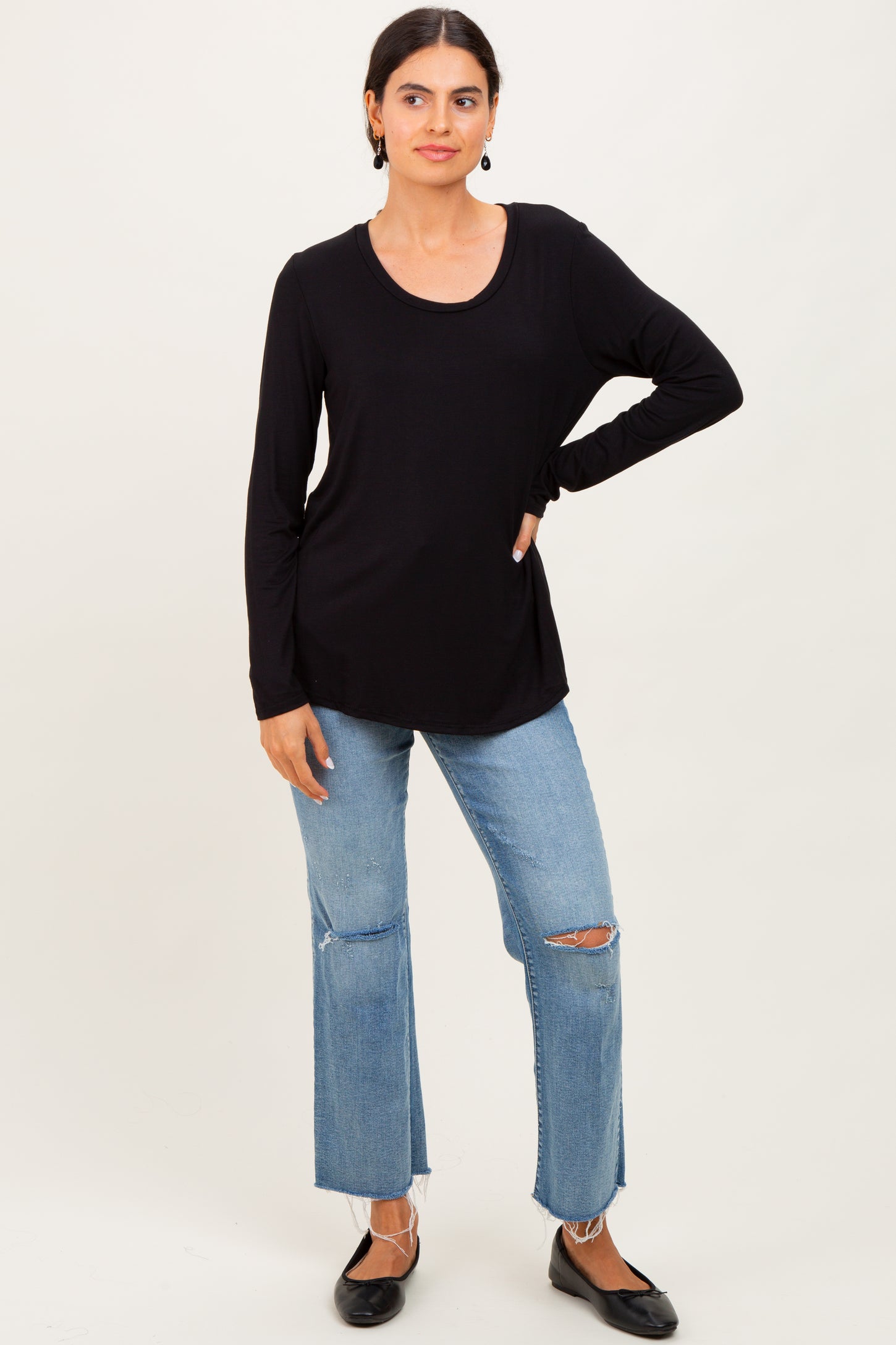 Black Inner Layer Nursing Long Sleeve Top