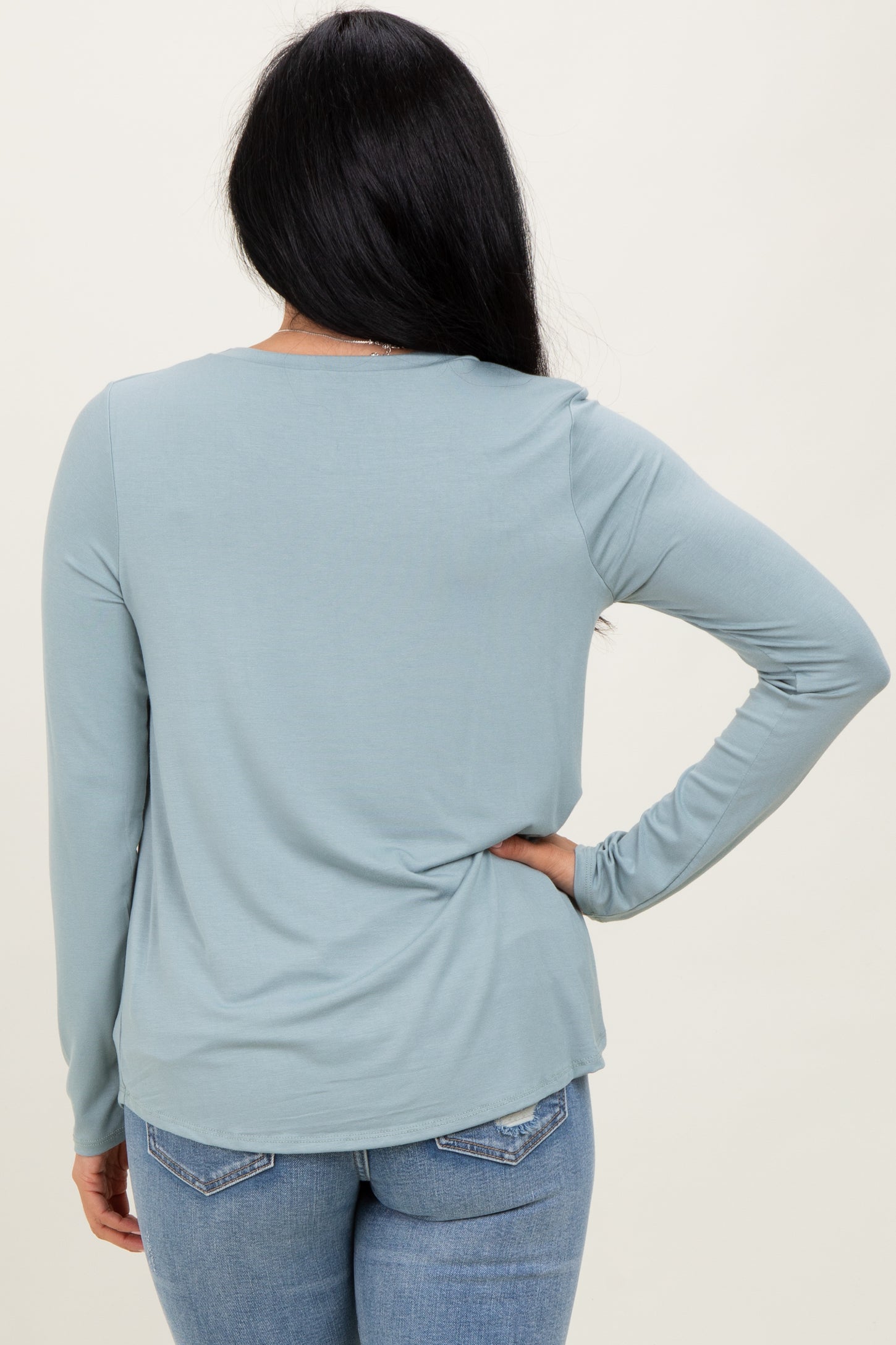 Light Olive Inner Layer Nursing Long Sleeve Top