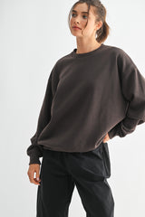 Brown Oversized Fleece Sweatshirt