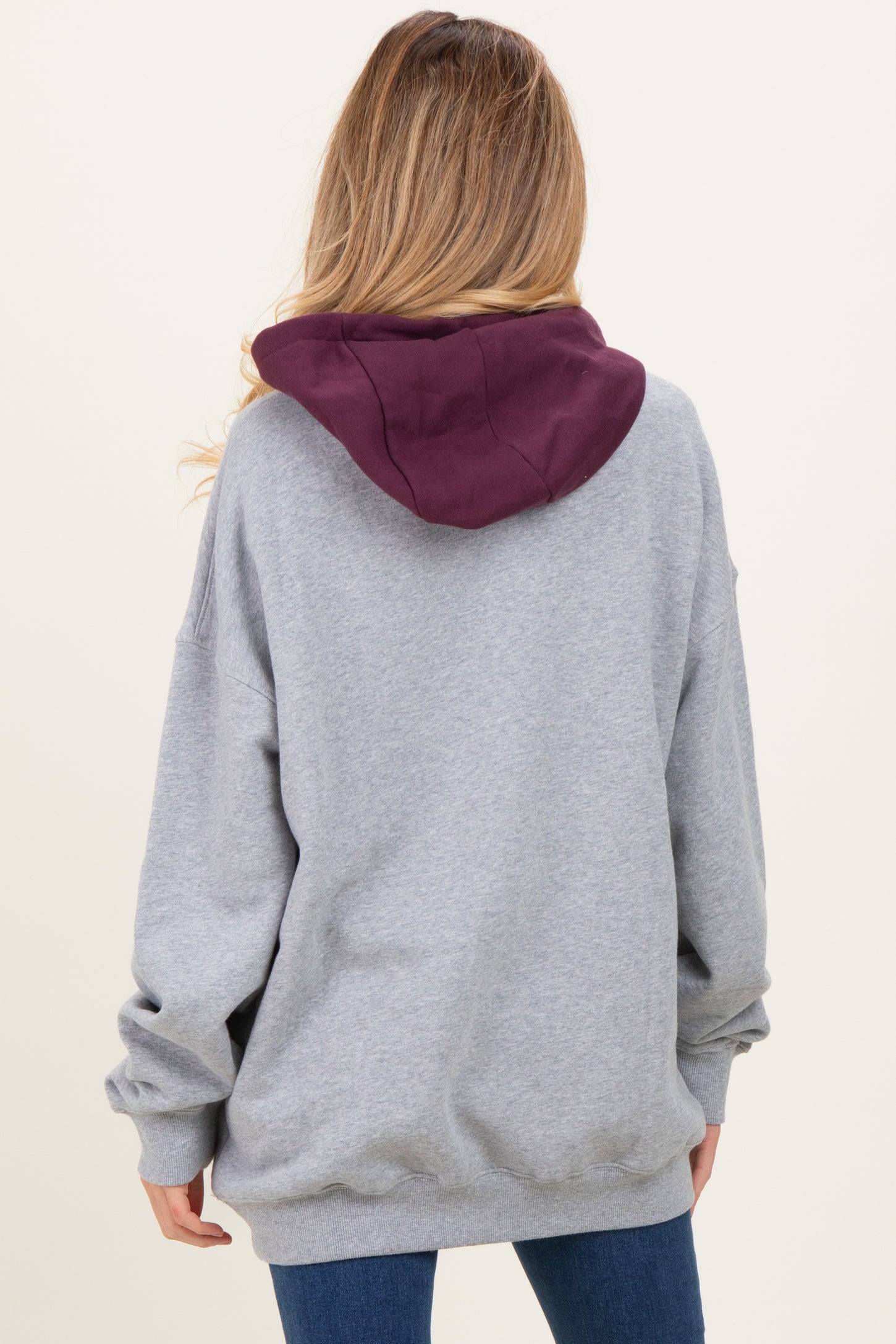Plum Heather Grey Colorblock Maternity Hoodie