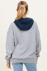 Navy Heather Grey Colorblock Maternity Hoodie