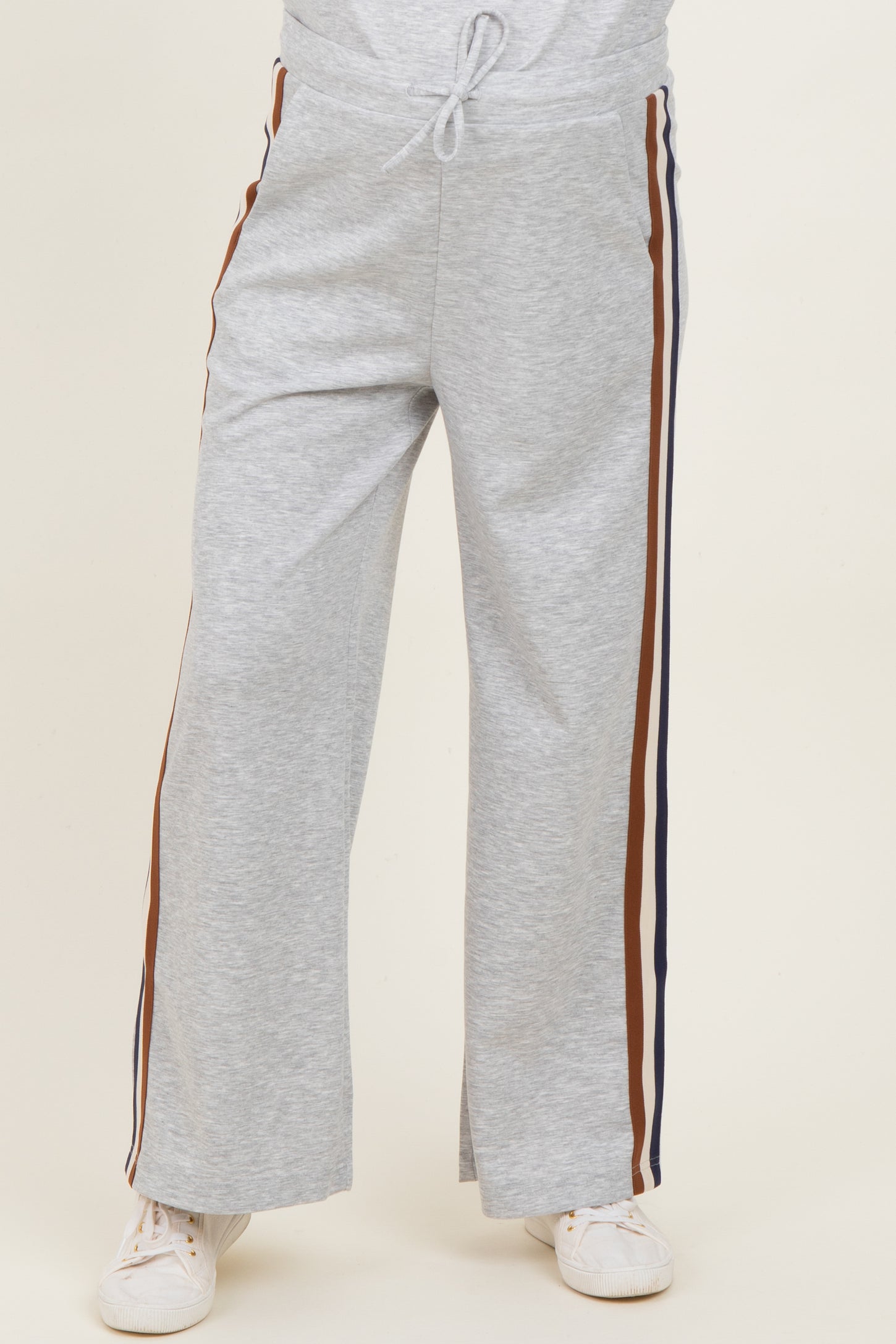 Heather Grey Contrast Trim Maternity Sweatpants