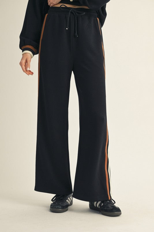 Black Contrast Trim Sweatpants