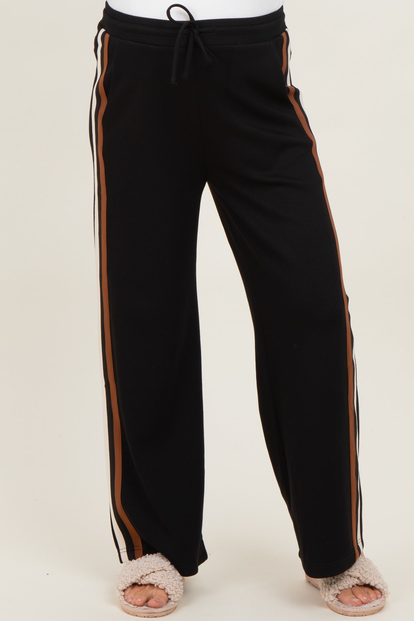 Black Contrast Trim Maternity Sweatpants