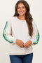 Taupe Mineral Wash Velvet Stripe Detail Maternity Sweatshirt