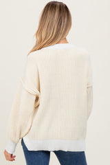 Yellow Ribbed Balloon Sleeve Maternity Sweater