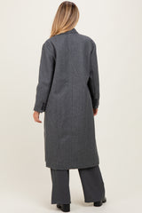 Charcoal Felted Double Breasted Lapel Duster Maternity Coat