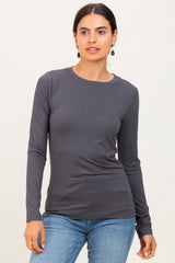 Charcoal Basic Long Sleeve Top